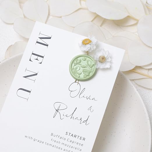 UNIQOOO Wax Seal Stickers - (3 Designs in 1 Pack) Wedding Invitation Envelope Seal Stickers, 60 Pcs Self-Adhesive Stickers, Perfect for Invitation, Christmas, Gift Wrapping (Sage Green)