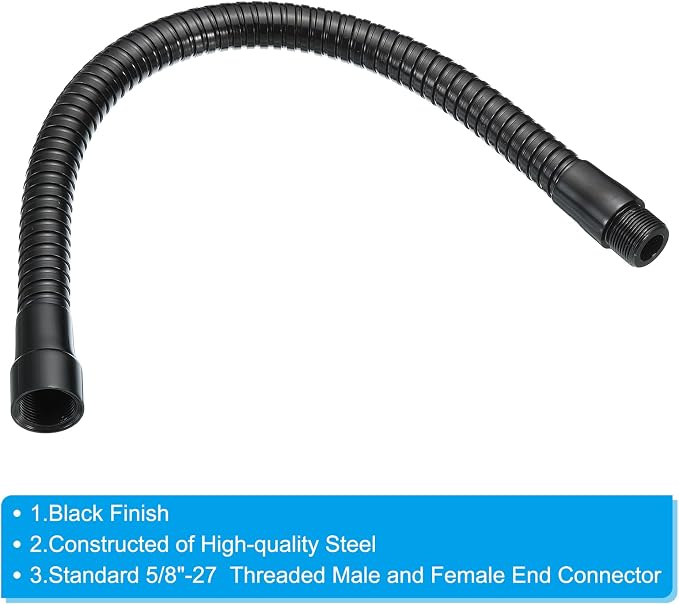 PATIKIL 13" Microphone Gooseneck, 5/8"-27 Thread Metal Universal Hose Flexible Arm Gooseneck Tube Extension for Multifunction DIY, Black