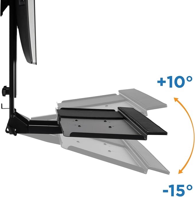 Mount-It! Monitor and Keyboard Wall Mount with CPU Holder, Height Adjustable Standing VESA Keyboard Tray, 25 Inch Wide Platform with Mouse Pad (MI-7919)