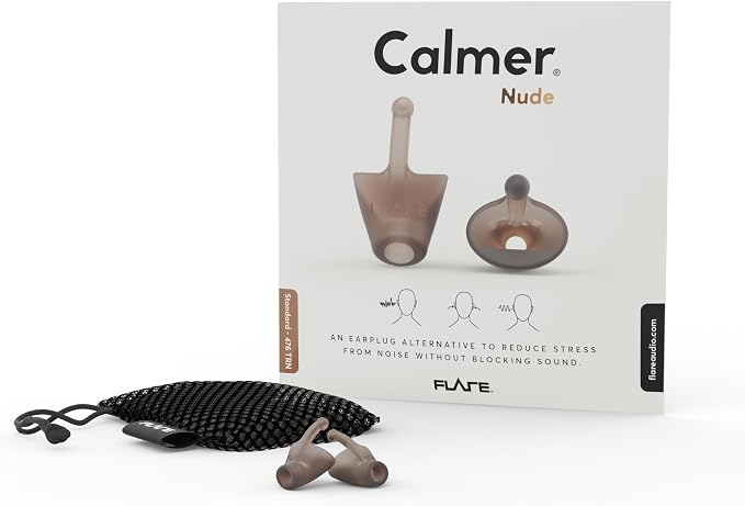 Flare Audio Calmer | Noise Reducing Ear Plugs Alternative | Silicone Reusable Ear Plugs for Noise Sensitivity, Focus and Travel | Ear Plugs for Noise Reduction (Standard, Medium Dark)