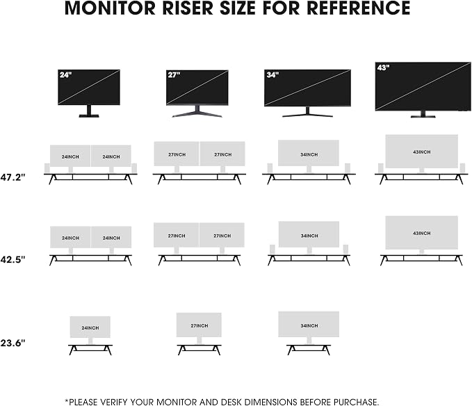 Fenge Dual Monitor Stand Riser, Wooden Desk Shelf with 2-Tier Storage | 47.3-Inch Extra Wide, Sturdy Aluminum Legs, Built-In Phone & Tablet Slot, Desktop Organizer for Office Accessories