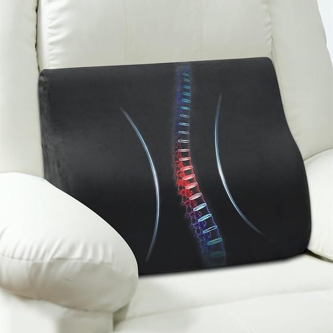 Lumbar Support Pillow for Recliner and Couch, Ergonomic Back Support Pillow | Dual-Layer Memory Foam, Soft Velvet Cover, Lower Back Pain Relief, Back Cushions for Recliner, Sofa & Gaming Chair