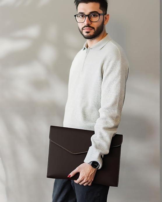 Carrier Bag Case Genuine Leather Portfolio Folder Document Organizer Laptop & Tablet,Folio Case for Men & Women