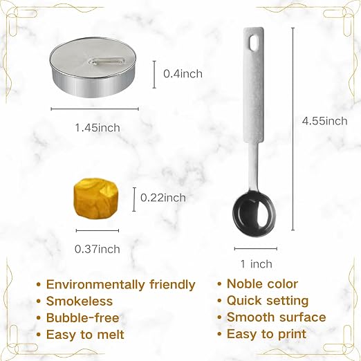 xxxHOLIC Royal Gold Sealing Wax Beads, 400 Metallic Beads with Melting Spoon & 4 Tea Lights for Wedding Invitations, Envelopes, Letters, Cards & Gift Wrapping