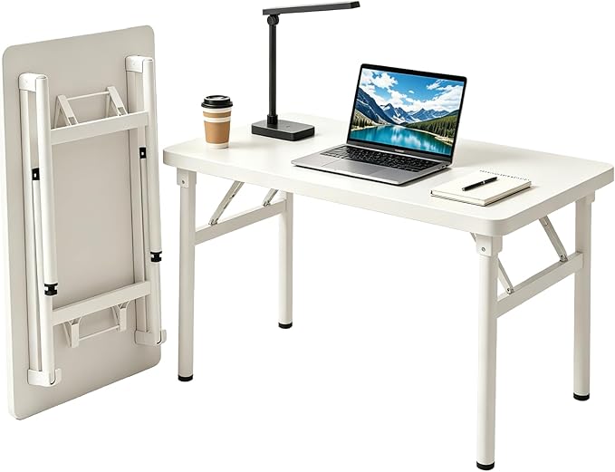 Small Folding Computer Desk - 39.4 Inch Foldable Small Spaces Compact Desk,No Assembly,Bedroom, Dorm and Apartment,Portable Study for Home Office Table