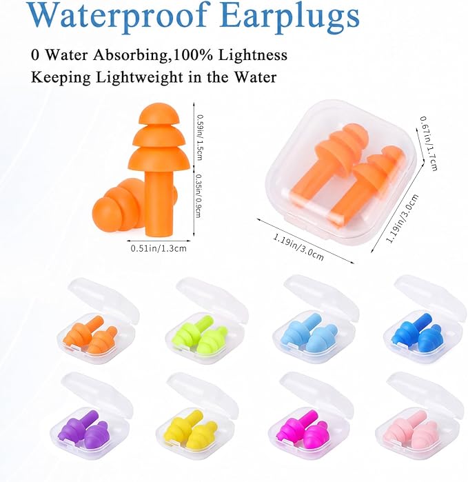 24 Pairs Multicolor Ear Plugs Bulk NRR 29dB Reusable Silicone Ear Plugs with Plastic Cases Soft Foam Plug for Sleeping Noise Cancelling Concerts Shooting Swimming Noise Reduction