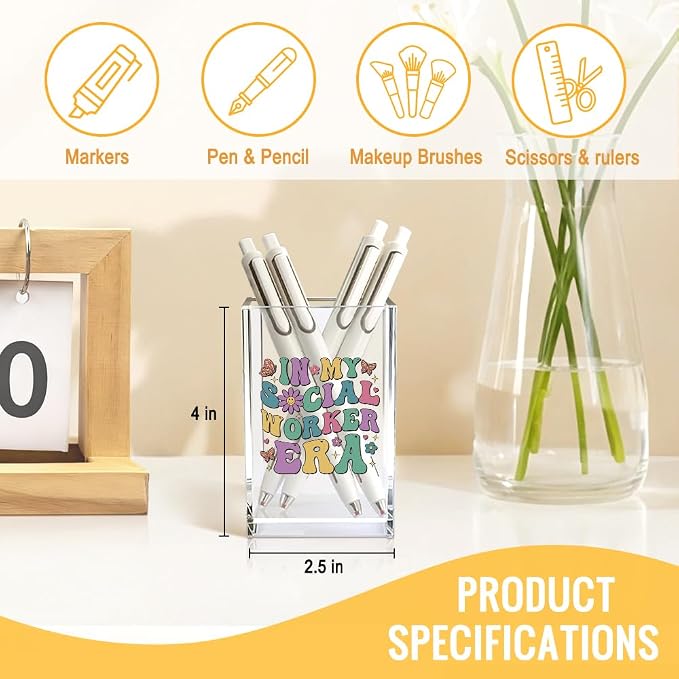 In My Social Worker Era Acrylic Organizer Pencil Pen Holder, Career Theme Desk Storage Organizer, Appreciation Thank You Promotion Gifts for Social Worker Therapist Counselor Coworker Boss