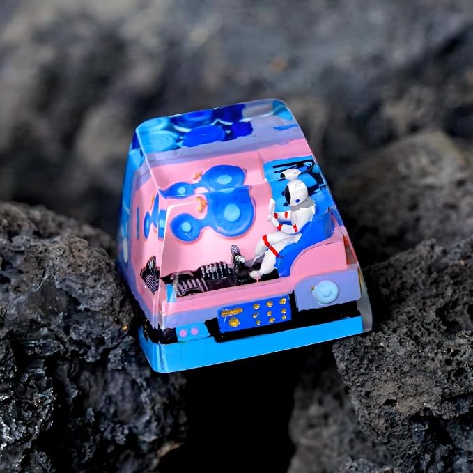 Astronaut Artisan Keycap Blue Spaceship - 1U ESC, R1 SA Profile Custom Handmade Resin Cherry MX Switch Key Cap Mechanical Keyboard, Cool Tech Gifts for Men, Dad, Father, Gamer, Space Lover