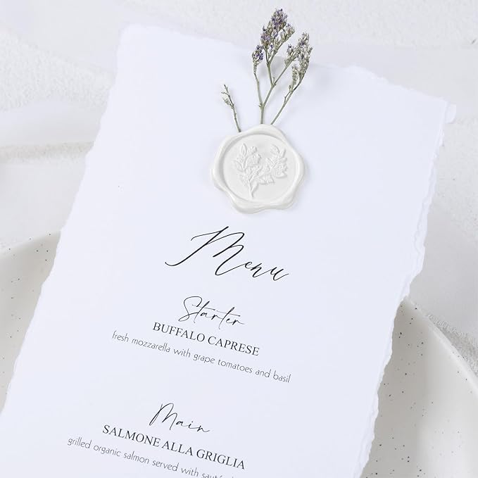 UNIQOOO Wax Seal Stickers - Eucalyptus Wedding Invitation Envelope Seal Stickers, 50 Pcs Self- Adhesive Snow White Stickers, Perfect for Invitation, Christmas, Gift Wrapping