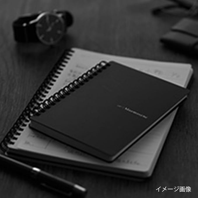 Maruman Mnemosyne Lined Notebook- A4, 11.69" x 9.25", 70 Sheets / 140 Pages, 7mm College Ruled Journal, Perforated Pages & Wire-Bound to Lay Flat, Black, Made in Japan