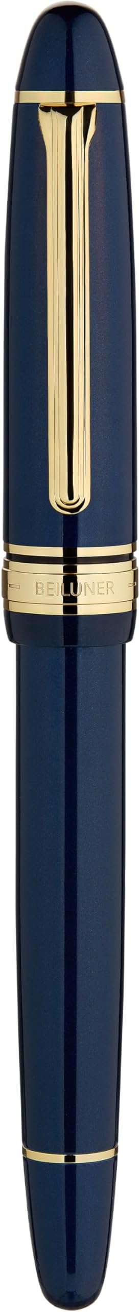 BEILUNER 319 Piano Blue Lacquer Rollerball - Stunning Luxury Pen with 24K Gold, Heavy, Schneider Black Ink Refill, Best Gift Set for Men & Women, Professional, Executive Office, Fancy Classic Pens