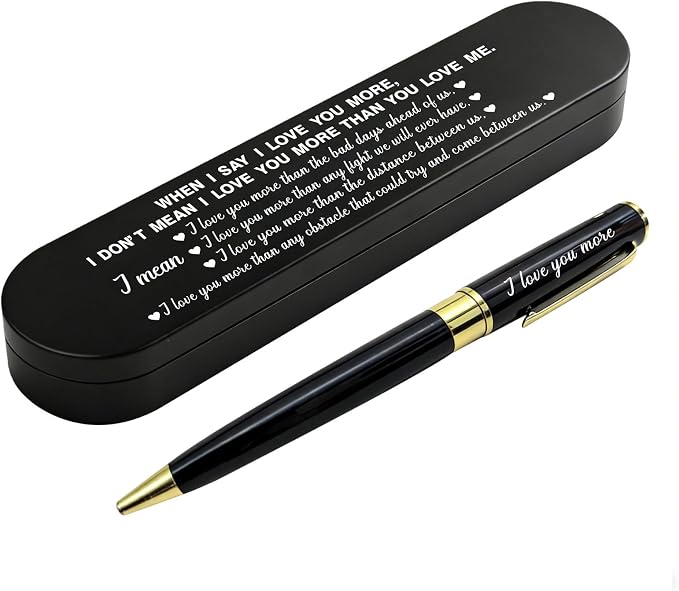 ABNTY Mothers Day Gift for Wife from Husband, Sentimental I Love You More Gift, Custom Engraved Ballpoint Pen, Couple Keepsake Gifts for Him Her, Romantic Anniversary Birthday Gifts