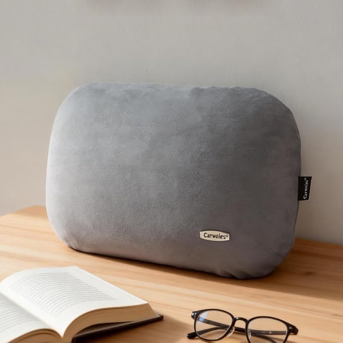 Carwales Lumbar Support Pillow for Car Seat Cushion Office Chair Thin Lower Back Pain Waist Support Driver Road Trip Accessories for Women Men Grey