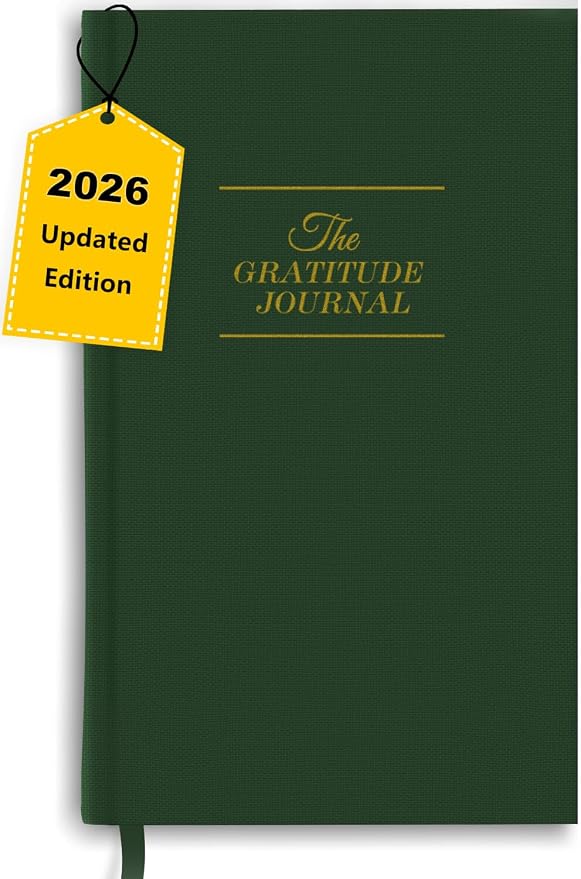 The Original Gratitude Journal with Inspiring Prompts & Quotes for Mindfulness, Reflection & Personal Growth - Daily Wellness Journal for Men & Women - Luxurious Earth Green Cover