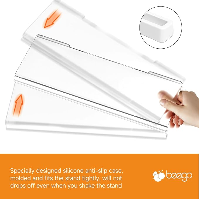 BEEGO Ergonomic Computer Keyboard Stand - 2PCS Clear Acrylic Keyboard Riser Tilted Keyboard Holder Keyboard Tray with White Non-Slip Strip for Easy Typing at Home School Office Desk Accessories
