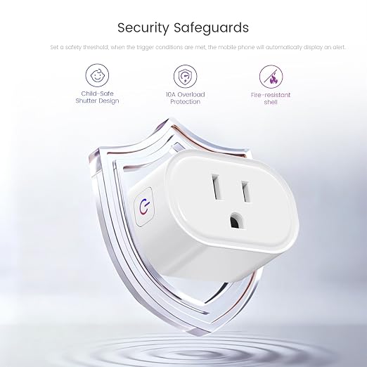Smart Plug 10A, WiFi Bluetooth Outlets with Energy Monitoring, APP Remote Control, Timer, Group Controller, Compatible with Alexa, Google Assistant, 2.4G Wi-Fi Only (4)