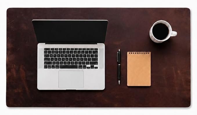 Genuine Leather Desk Pad, Office Desk Mat, Large Desk Blotter, Desk Protector, and Mouse Pad – 31.5" x 15.75" (1.8-2.0 mm) Mocha, Waterproof, Premium Quality for Desk Surface Protection and Comfort.