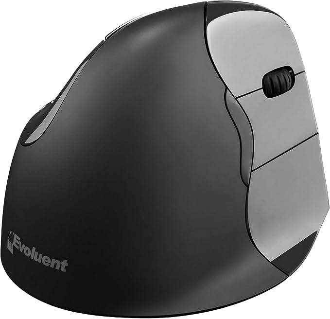 Evoluent – The World's Original Vertical Mouse – VMC Classic Wireless USB/Bluetooth Ergonomic Mouse Right Hand M-L, Sculpted Comfort, 4 Speeds, Non-Programmable Copy & Paste Buttons