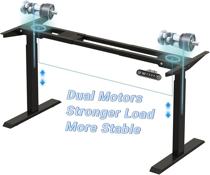 Dual Motor 63x30 Height Adjustable Electric Standing Desk,Height Stand Up Computer Desk,Sit and Stand Home Office Desk with Splice Board,(Rustic Brown Top, Black Frame)