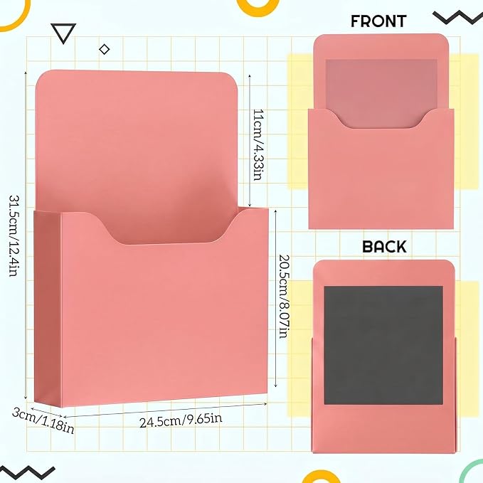 Gilprop 8 Pack Magnetic File Holder, 5"x7"x1.2" Magnetic Wall File Folders for Whiteboard, Hanging Classroom Organizer Storage, Refrigerator Magazine Holder for Mail Letters Paper Desk Office