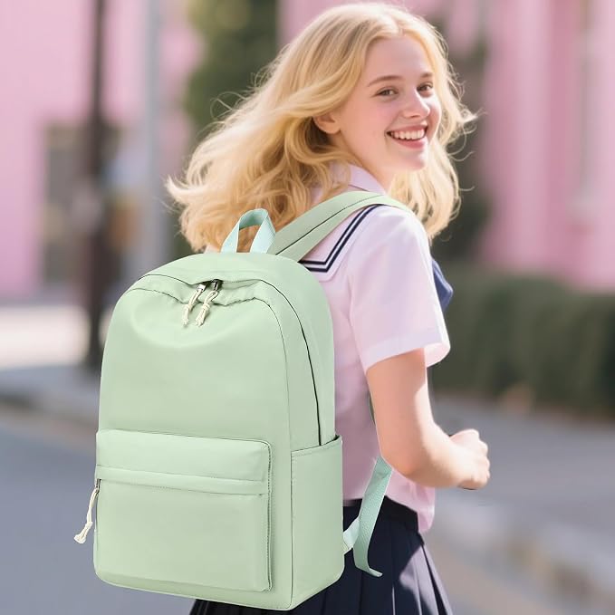 Bluboon Teen Girls School Backpack Kids Bookbag Set with Lunch Box Pencil Case Travel Laptop Backpack Casual Daypacks (Green set -3)