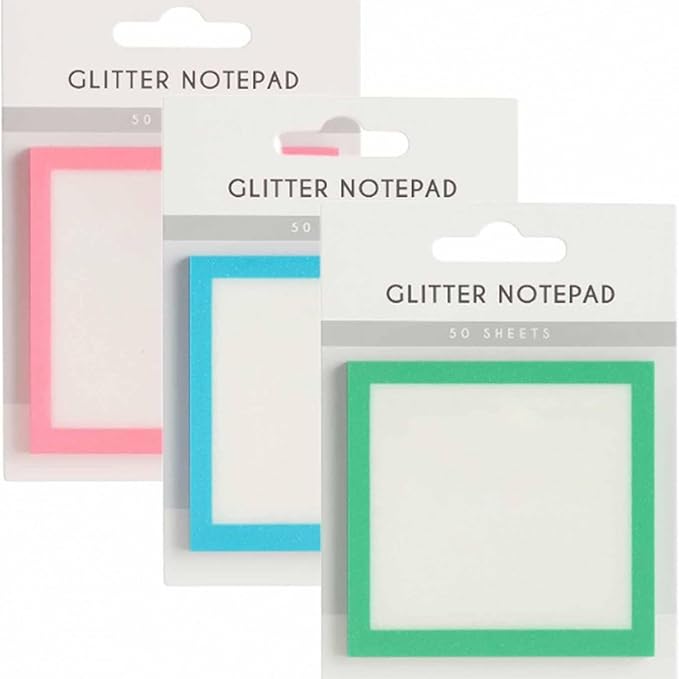 Glitter Sticky Notes, 150 Sheets Transparent Post Notes, Sparkle Self-Adhesive Memo Pads, 2.99" x 2.99", to-Do List, Reminders, Office & School Supplies, Gift