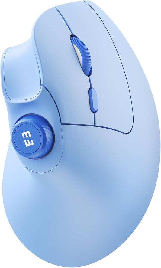 seenda MOU-302 Wireless Bluetooth Ergonomic Vertical Mouse with Volume Knob | 57° ergo grip reduces wrist pain, quiet clicks, rechargeable, multi-device support for PC, laptop, Mac, MacBook, Light Blue