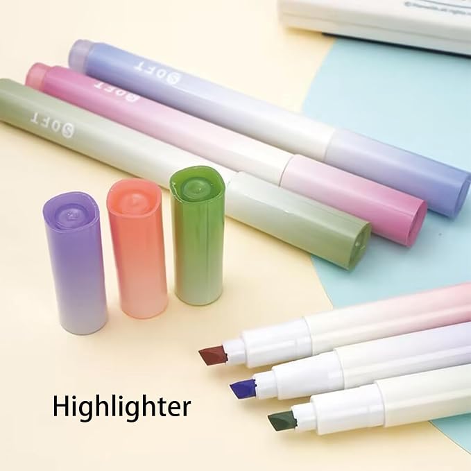 MOZXIRZ 9 Pcs Cute Blue Stationery Set Cat Paw School Supplies Kawaii Office Supplies Including Pens Highlighter Pencil Sharpener Eraser Correction Tape Ruler Sticky Flag Tabs (Gradient Blue)