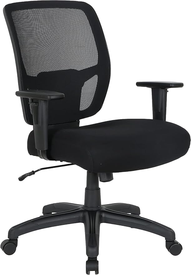 Amazon Basics Big and Tall Mesh Office Chair with Adjustable Armrests, Lumbar Support, Adjustable Height, 400lbs Capacity, Black