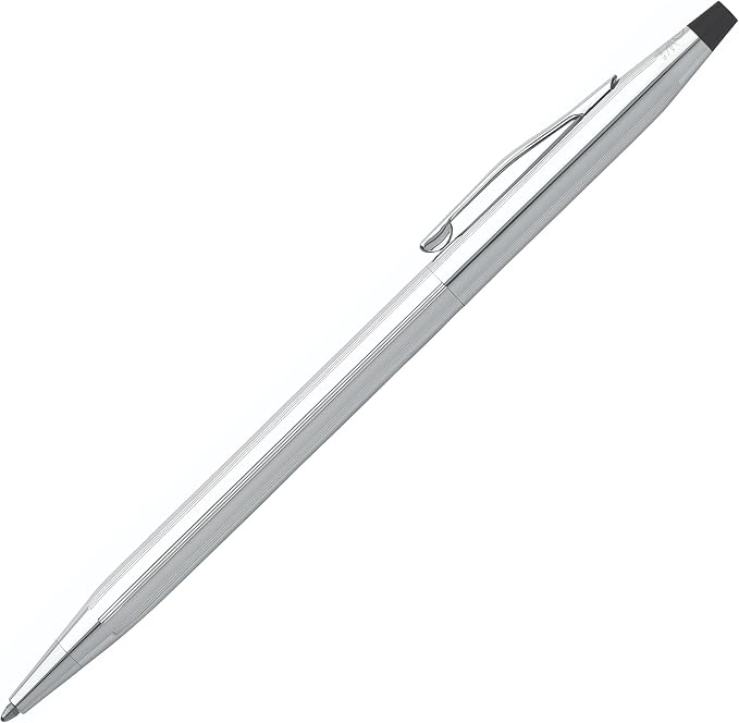 Cross Classic Century Lustrous Chrome Ballpoint Pen - Refillable Pen for Effortless Writing - Black Ink - Durable Construction - Premier Distinctive Look - Gift-Ready