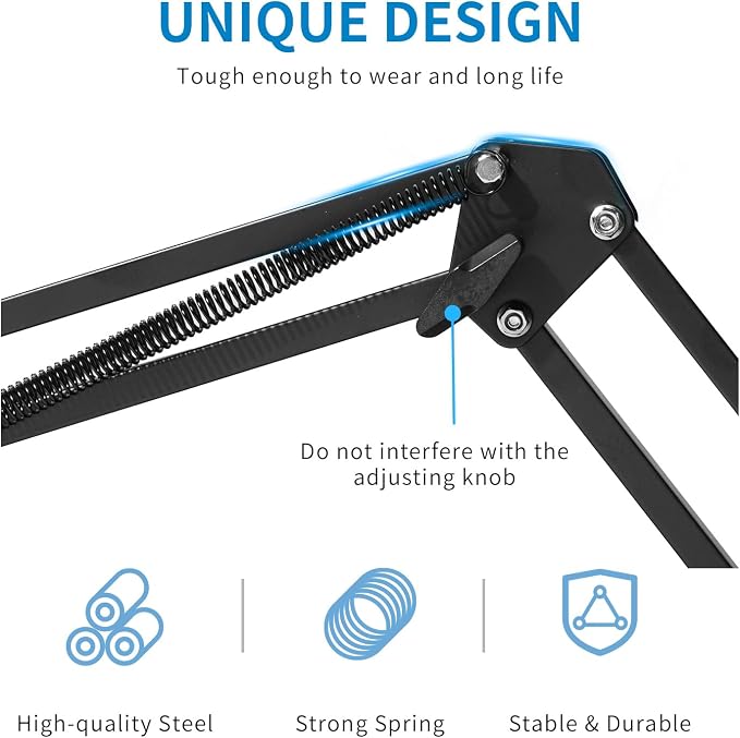 FEELWORLD AMS1 Microphone Boom Arm, Adjustable Mic Arm Stand with 3/8” to 5/8” Screw, Compatible with PM1 and other Mics for Podcast Straming Gaming Studio