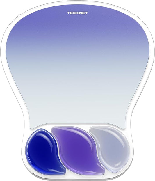 TECKNET Gel Ergonomic Mouse Pad, Mouse Pad with Wrist Rest, Light Blue | Gel Wrist Support for Relieve Wrist Pain Comfortably, Non-Slip Base & Waterproof Surface for Office, Gaming, Study Comfort