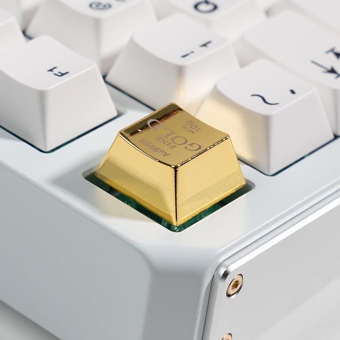 Artisan Zinc Alloy Keycap for Mechanical Keyboard ESC Key, Golden Single 1U Size, MX Switch Compatible, Decorative Design for Gaming and Typing (IDP-01)