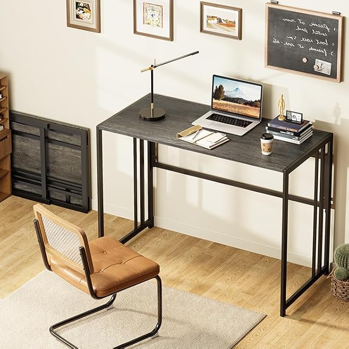 Elephance 40" Folding Computer Desk No Assembly Needed Foldable Small Home Office Desk Study Writing Desk Gaming Table for Small Space