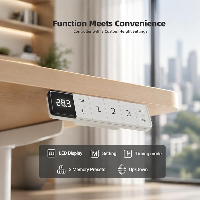 Claiks 48 x 24 Inch Nature Electric Standing Desk | Adjustable Height, Sit Stand, 3 Memory Presets, Cable Management, Spacious Ergonomic,Home Office & Bedroom