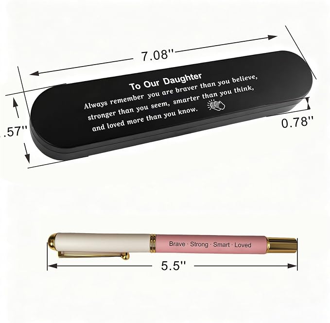 To Our Daughter Gift, Engraved Pen with Encouraging Quote Box, Inspirational Graduation Birthday Gift for Daughter, Black Gel Ink Pen