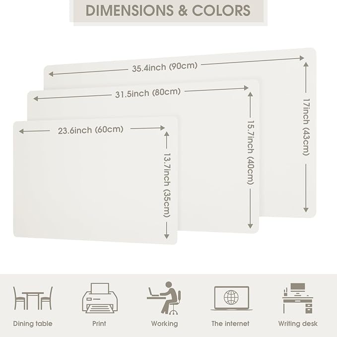 Leather Desk Pad Protector 31.5×15.7 inch Non-Slip Large Gaming Mouse Pad Waterproof Desk Writing Pad Desk Blotter Laptop and Keyboard Mat for Office and Home(White/Black)