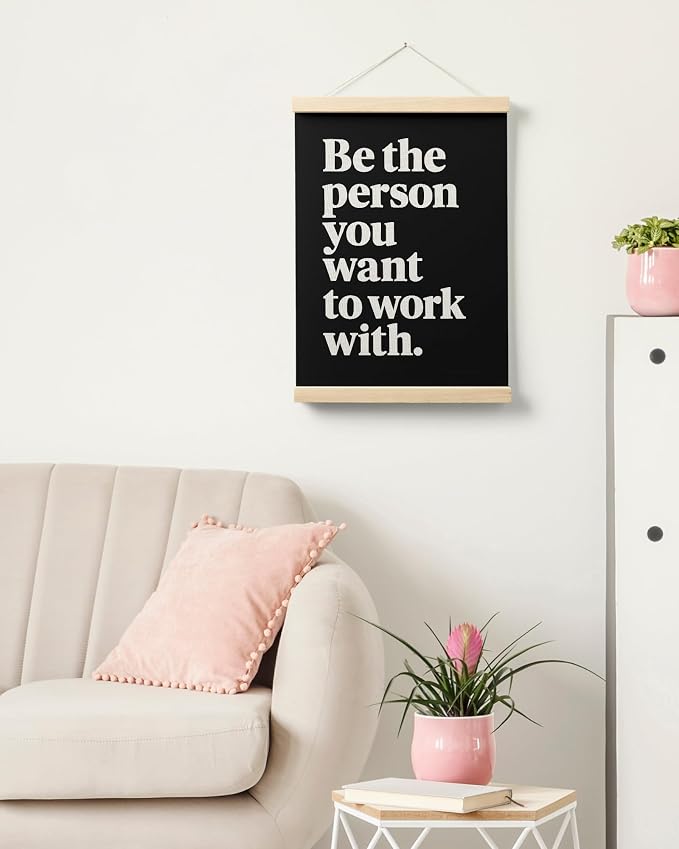 FGFK Be the Person You Want to Work with Inspirational office Framed hanging Canvas wall art Poster Prints decor for women,Trendy Black Motivational posters office decorations for work,12x16 Inch