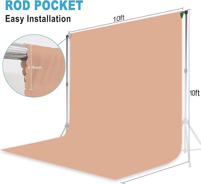 Nude Backdrop for Photoshoot, Professional Photo Backdrop Background Curtain for Product Photography, Portraits, Wedding, Party, Live Streaming Video Recording 10X10 FT (Background Only)