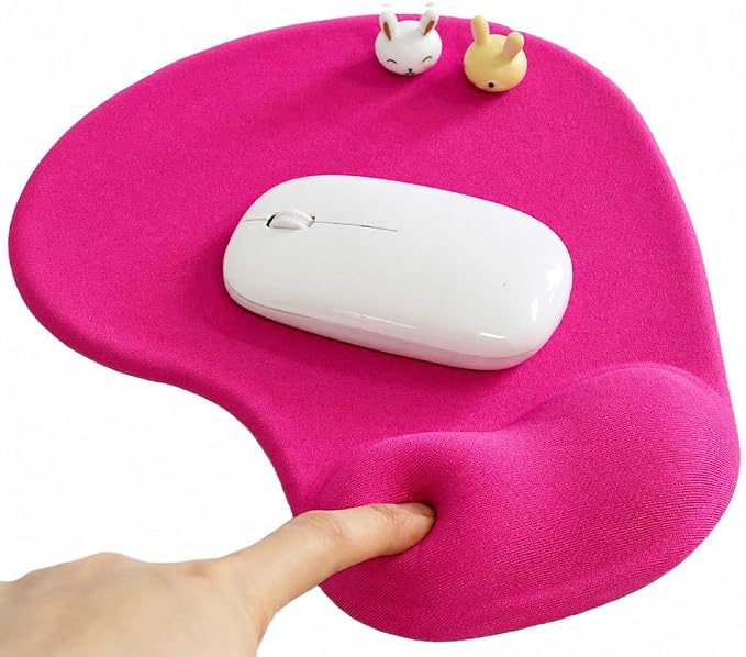 Office Mousepad with Gel Wrist Support - Ergonomic Gaming Desktop Mouse Pad Wrist Rest - Design Gamepad Mat Rubber Base for Laptop Computer -Silicone Non-Slip Special-Textured Surface (06RoseRed)
