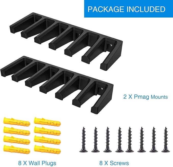 Solid ABS 6X Standard PMAG Wall Mount, Mag Holder, Home Magazine Storage Rack