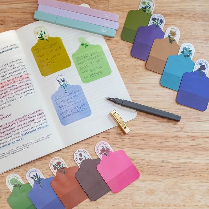 Mr. Pen- Plastic Transparent Bible Sticky Notes, 10 Pads, 200 Sheets | Botanical Design, Bible Journaling Supplies, Plastic Sticky Notes, Water Resistant, Easy Peel, Removable