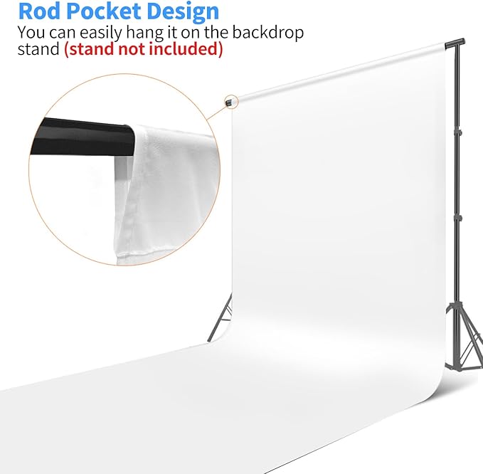HEMMOTOP White Photo Backdrop, 10x20 ft Screen for Photography, Seamless Backdrops Backgrounds for Photo Video Recording (Backdrop Only)