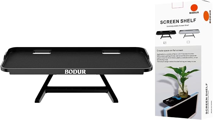 Bodur Top TV Monitor Shelf - Multifunctional Headboard Cable Box Holder , Ideal for Behind Computer, DVD Player and Television Screen Stand Mount with Shelves & Shield Pro Attachment