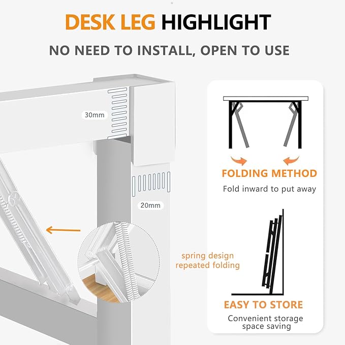 Folding Desk,39.4 Inch No Assembly Folding Computer Desk, Space-Saving Small Desk for Home Office Bedroom Dorm Study, Compact Portable Foldable Laptop Desk