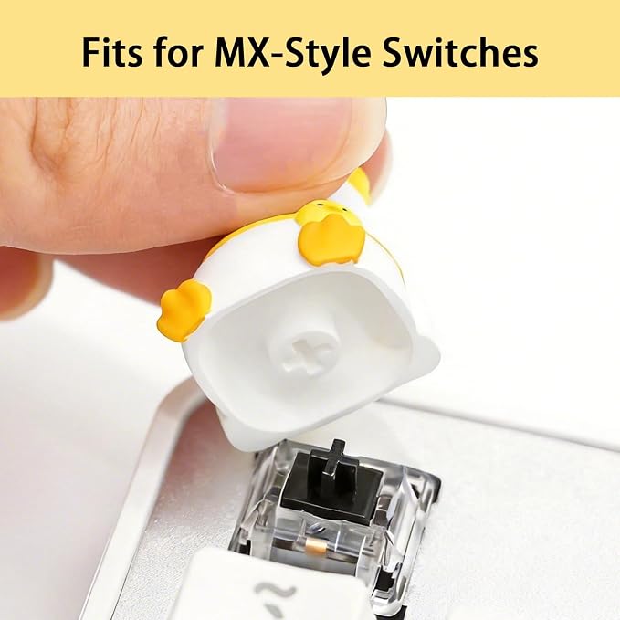 Artisan Keycaps, Cute Duck Custom Cover Caps for MX Mechanical Keyboard, Resin Handmade 1U Replacement for Esc Del Arrow Key (White)
