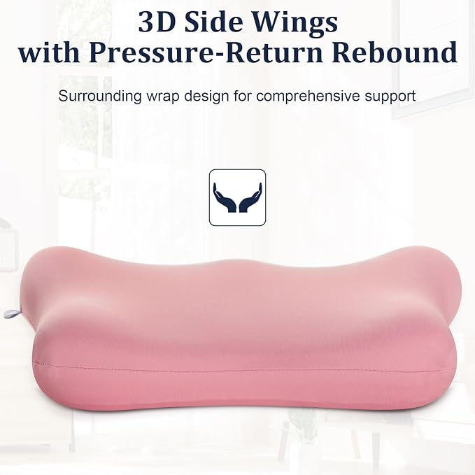 Pink Lumbar Support Pillow for Office Chair and Car Seat Soft Memory Foam Lumbar Pillow with Breathable Removable Cover Lower Back Pain Relief & Posture Support