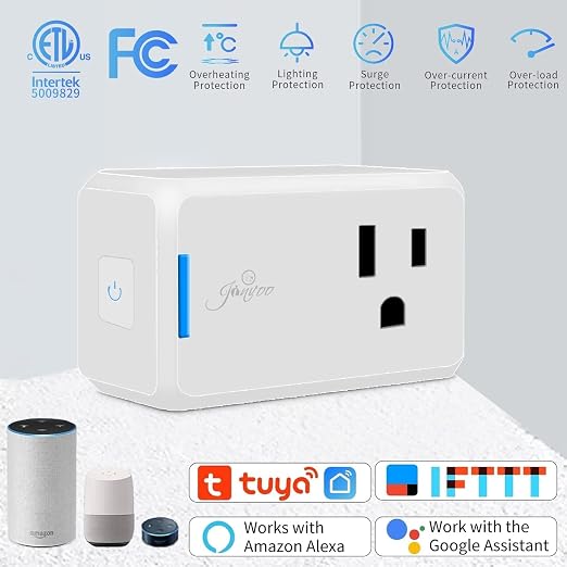 WiFi Smart Plug cETL Listed FCC Certified, Wi-Fi Outlet Compatible with Alexa, Echo and Google Home &IFTTT, No Hub Required, Remote Control,