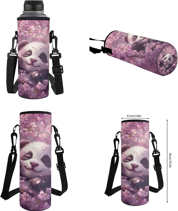 Ystardream Kids Backpack for Girls Cherry Blossom Panda Backpack and Lunch Box Set Large Capacity Elementary School Bookbag with Pencil Case Water Bottle Sleeve 4 in 1 for Teens Back to School Gift