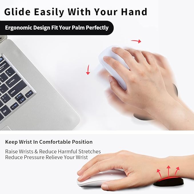 Ergonomic Mouse Wrist Rest Support, Gliding Smooth Palm Rest Pad Move with Your Mouse for Easy Working/Gaming